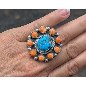 Navajo Jewelry Women's Ring Handmade‎ Native American Signed Adjustable ***
